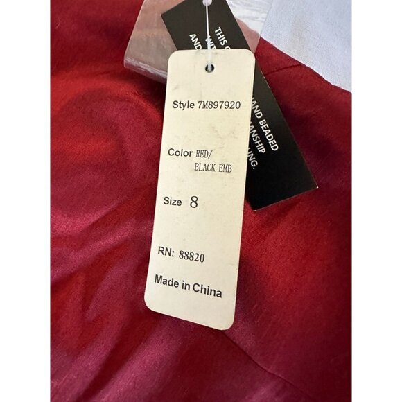 Silkland Women's Top Silk Blend Size 8 Red Black Hand Beading Sleeveless NEW - Picture 8 of 12